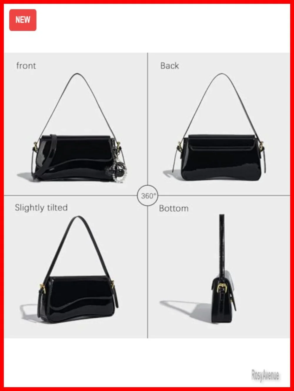 Faux Leather Y2K Hobo Bag with Cherry Pendant, Crossbody Shoulder Bag
